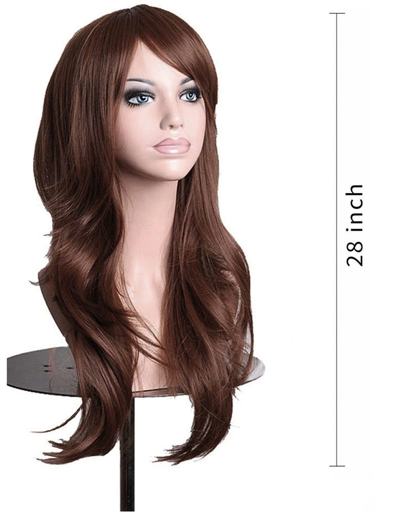 ANESHE Wigs 28" Long Wavy Hair Heat Resistant Cosplay Wig for Women (Dark Brown) - Image 2